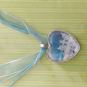 Blue Snowflake Heart Necklace